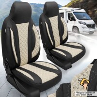 Schonbezüge für Fiat Ducato Citroen Jumper Peugeot Boxer 2er Set in Schwarz/Beige | WPL410