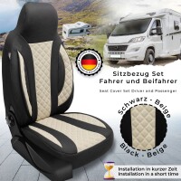 Schonbezüge für Fiat Ducato Citroen Jumper Peugeot Boxer 2er Set in Schwarz/Beige | WPL410