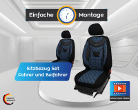 Chevrolet Kalos Baujahr 2002-2011 kompatible Schonbezüge in Schwarz/Blau 904