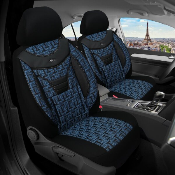 Hyundai Santa Fe CM Baujahr 2006-2012 kompatible Schonbezüge in Schwarz/Blau 904