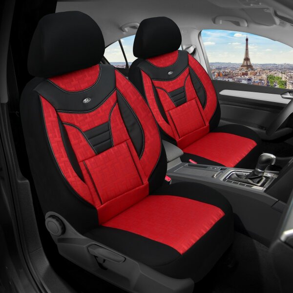 Seat Leon 3 5F Baujahr 2012-2020 kompatible Schonbezüge in Schwarz/Rot 903