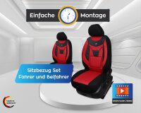 Seat Leon 3 5F Baujahr 2012-2020 kompatible Schonbezüge in Schwarz/Rot 903